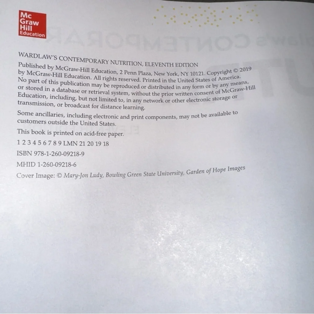 Wardlaw’s Contemporary Nutrition, 11th Edition – International Student Edition